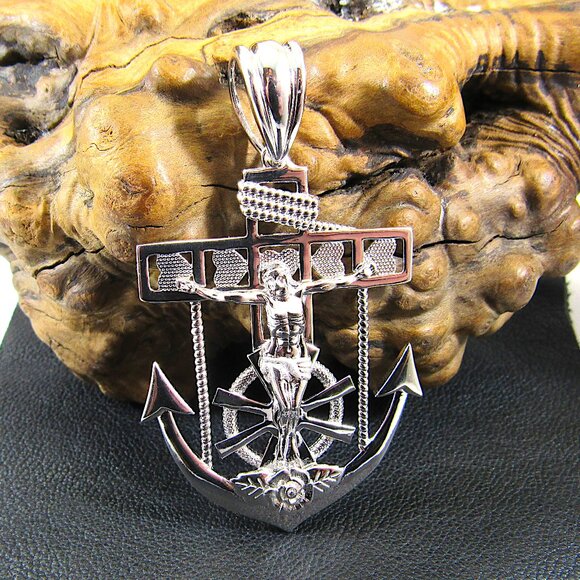 Solid 925 Sterling Silver Men´s Hip Hop Jesus Crucifix...